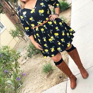 Lace up wide calf brown boots